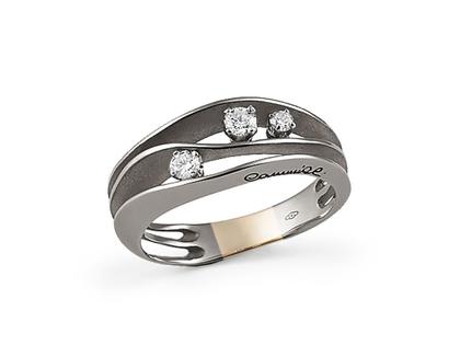 Cammilli Firenze Dune Ring Black Lava 3reihig mit Brillanten 0,190ct – Ringe Ring mit Besatz aus 750 Weißgold.