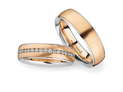Christian Bauer Trauring Paar Nr.  51 Platin mit Roségold – Ringe Trauring mit Besatz aus 750 Rotgold, 950 Platin und und .
