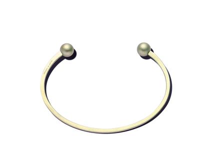 Niessing Now Armspange mit 2 Kugeln Galaxy Lime 10 mm mit Brillant – Armschmuck Armspange aus Silber-Gold Legierung - 90 S.