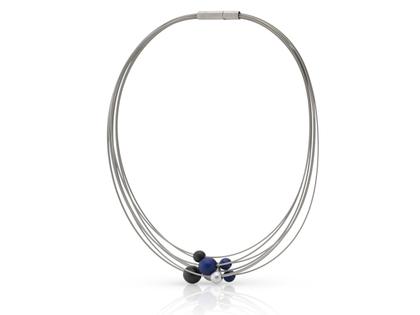 Step by Step Collier Edelstahl Aluminium silber royalblau anthrazit – Halsschmuck Collier aus Aluminium, Edelstahl und und .