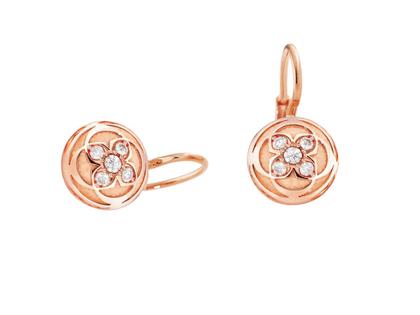 Capolavoro Rose Ohrhänger Roségold mit Brillanten 0,120ct – Ohrschmuck Ohrhänger aus 750 Rotgold.