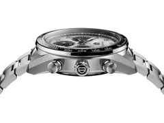 TAG Heuer Carrera Chronograph Sport Automatik Edelstahl 42mm silbernes Zifferblatt Metallband – Herrenuhren Chronograph aus Edelstahl und Keramik. Das Gehäuse ist rund und silber. Das Edelstahlarmband ist silber. Das Zifferblatt ist arabisch Index und silber. – Ansicht 4