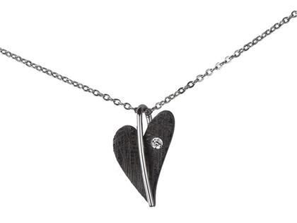 Ernstes Design Set 14 Edelstahl Schwarz beschichtet Herzanhänger Größe 1 klein Brillant – Anhänger Anhänger ohne Besatz aus Edelstahl.