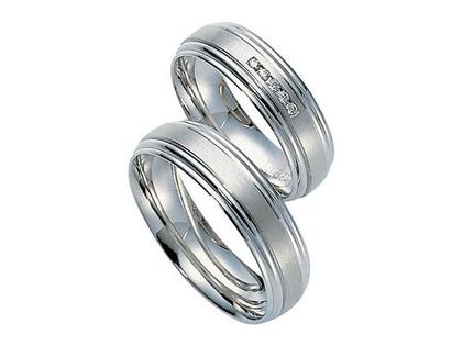 Gerstner Trauring Paar 2 mit Diamanten – Ringe Trauring mit Besatz aus 585 Weißgold.