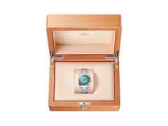 Omega Seamaster Aqua Terra 150M Automatik Edelstahl 38mm türkisfarbenes Zifferblatt Metallband – Herrenuhren Uhr mit Datum aus Edelstahl. Das Gehäuse ist rund und silber. Das Edelstahlarmband ist silber. Das Zifferblatt ist ein Index in türkis. – Ansicht 6