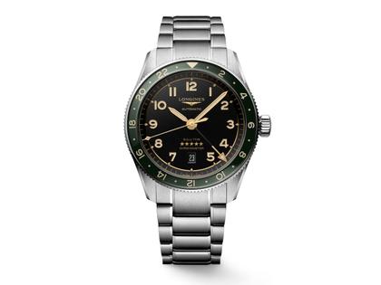 Longines Spirit Zulu Time Automatik Edelstahl 42mm anthrazites Zifferblatt Metallband – Herrenuhren Uhr mit Datum aus Edelstahl und Keramik. Das Gehäuse ist rund und silber. Das Edelstahlarmband ist silber. Das Zifferblatt ist arabisch und grau.
