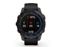 Garmin fenix 7 Sapphire Solar Titan schwarz beschichtet 47 mm Kautschukband schwarz – Herrenuhren Uhr Multifunktion aus DLC beschichtet, Kautschuk und Titan. Das Gehäuse ist rund und schwarz. Das Kautschuk / Kunststoff / Silikon Armband ist schwarz. Das Zifferblatt ist digital und silber.