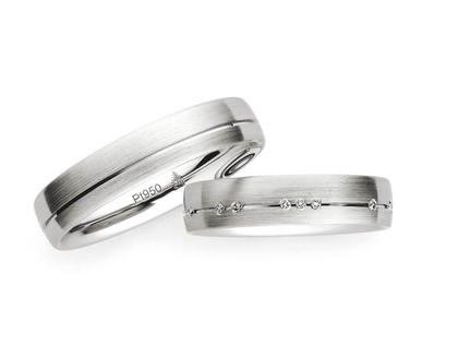 Christian Bauer Trauring Paar Nr.  52 Platin – Ringe Trauring mit Besatz aus 950 Platin.