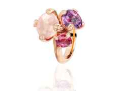 Capolavoro Capriccio Ring Roségold  Rosenquarz, Amethyst, Turmalin – Ringe Ring mit Besatz aus 750 Rotgold.