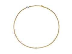 Fope Eka Tiny Collier Gelbgold 43cm mit 1 Weißgold-Ronde und Brillanten 0,12ct – Halsschmuck Collier aus 750 Gelbgold, 750 Weißgold und und .