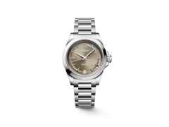 Longines Conquest Automatik Edelstahl 34mm braunes Zifferblatt Metallband – Damenuhren Uhr mit Datum aus Edelstahl. Das Gehäuse ist rund und silber. Das Edelstahlarmband ist silber. Das Zifferblatt ist ein Index in braun.