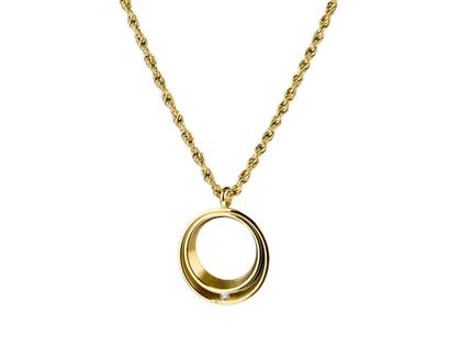 Ernstes Design Anhänger Edelstahl Gelbgold-PVD mit Brillant 0,020ct – Anhänger Anhänger mit Besatz aus Edelstahl, PVD beschichtet und und .