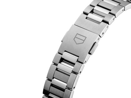 TAG Heuer Carrera Date Automatik Edelstahl 36mm pinkes Zifferblatt Metallband – Damenuhren Uhr mit Datum aus Edelstahl. Das Gehäuse ist rund und silber. Das Edelstahlarmband ist silber. Das Zifferblatt ist ein Index in rosa. – Ansicht 5