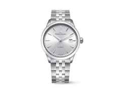 Maurice Lacroix 1975 Automatik Edelstahl 40mm silberfarbenes Zifferblatt Metallband – Herrenuhren Uhr mit Datum aus Edelstahl. Das Gehäuse ist rund und silber. Das Edelstahlarmband ist silber. Das Zifferblatt ist ein Index in silber.