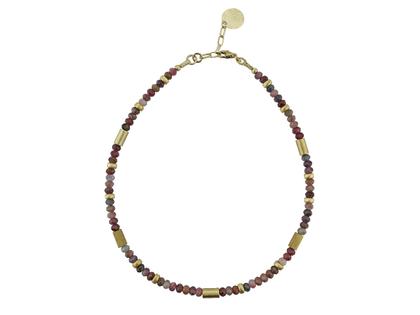 Maria Rzewuska KRN Collier Silber goldfarben mit Turmalinperlen 45cm – Halsschmuck Collier aus 925 Silber und und vergoldet.