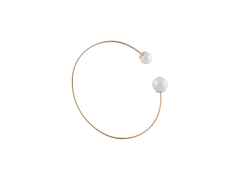 Meissen Pearl Collection  Armspange Roségold mit weißen Perlen aus Meissener Porzellan® 60mm – Armschmuck Armspange aus 750 Rotgold, Porzellan und und .