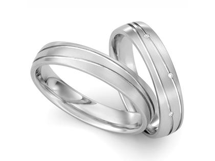Max Kemper Trauring Paar Weißgold 4,5mm gewölbt mit Brillanten 0,025ct – Ringe Trauring mit Besatz aus 585 Weißgold.