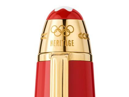 Montblanc Meisterstück X Olympic Heritage Paris 1924 LeGrand Füllfederhalter M rotes Edelharz vergoldet – Schreibgeräte Füllfederhalter in rot und aus 585 Gelbgold, Edelharz, Metall und vergoldet. – Ansicht 4