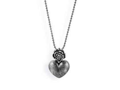 Drachenfels Design Rosenregen Anhänger Rose und Herz Silber vintage – Anhänger Anhänger ohne Besatz aus 925 Silber.