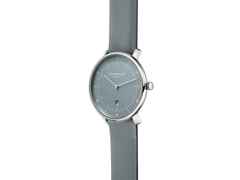 Sternglas Naos XS Edition Flora Quarz Edelstahl 33mm blaues Zifferblatt blaues Lederband – Damenuhren Uhr mit Datum aus Edelstahl und PVD beschichtet. Das Gehäuse ist rund und silber. Das Lederarmband ist blau. Das Zifferblatt ist ein Index in blau. – Ansicht 2