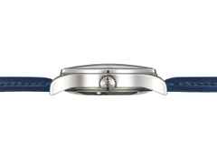 Sinn Spezialuhren 6068 B Frankfurter Finanzplatzuhr Automatik Edelstahl 38,5mm blaues Zifferblatt blaues Lederband – Herrenuhren Uhr mit Datum aus Edelstahl und Leder. Das Gehäuse ist rund und silber. Das Lederarmband ist blau. Das Zifferblatt ist arabisch Index und blau. – Ansicht 4
