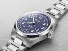 Oris Big Crown Pointer Date Automatik Edelstahl 40mm blaues Zifferblatt Metallband – Herrenuhren Uhr mit Datum aus Edelstahl. Das Gehäuse ist rund und silber. Das Edelstahlarmband ist silber. Das Zifferblatt ist arabisch und blau. – Ansicht 4