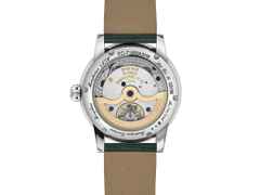 Frederique Constant Classic Moonphase Date Limited Edition Automatik Weißgold 40mm Malachit-Zifferblatt grünes Lederband – Herrenuhren Uhr mit Datum aus Edelstahl. Das Gehäuse ist rund und silber. Das Lederarmband Kroko / Alligator ist grün. Das Zifferblatt ist ein Index in grün. – Ansicht 2