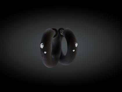 André Ribeiro Creolen Kautschuk mit Brillanten  rund groß 0,22 – Ohrschmuck Creolen aus 750 Weißgold, Kautschuk und und .