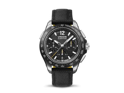 Union Glashütte Belisar Chronograph Sport Automatik Edelstahl Schwarz-DLC 43mm schwarzes Zifferblatt Metallband – Herrenuhren Chronograph aus DLC beschichtet und Edelstahl. Das Gehäuse ist rund und silber. Das Edelstahlarmband ist silber. Das Zifferblatt ist arabisch Index und schwarz. – Ansicht 3