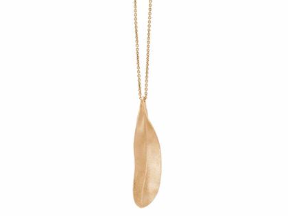 Heiring Blatt Anhänger Medium breit Silber vergoldet – Anhänger Anhänger ohne Besatz in gelbgold und aus 925 Silber und PVD beschichtet.