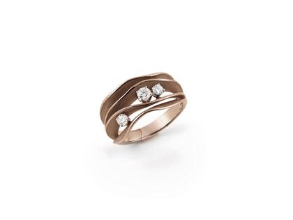 Cammilli Firenze Dune Embassy Ring Brown Chocolate Gold 4-reihig mit Brillanten 0,330ct – Ringe Ring mit Besatz in braun und aus 750 Weißgold.
