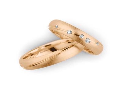 Christian Bauer Trauring Paar Nr.  11 Roségold – Ringe Trauring mit Besatz aus 750 Rotgold.