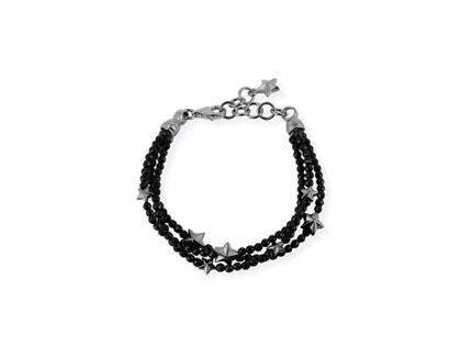 Drachenfels Design Sternenglanz und Schattentanz Armband Sterne Onyx Silber Vintage – Armschmuck Armband aus 925 Silber.