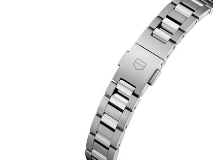 TAG Heuer Carrera Date Automatik Edelstahl 29mm blaues Zifferblatt Metallband – Damenuhren Uhr mit Datum aus Edelstahl. Das Gehäuse ist rund und silber. Das Edelstahlarmband ist silber. Das Zifferblatt ist ein Index in blau. – Ansicht 6