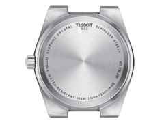 Tissot PRX Quarz Edelstahl 35mm blaues Zifferblatt Metallband – Damenuhren Uhr mit Datum aus Edelstahl. Das Gehäuse ist rund und silber. Das Edelstahlarmband ist silber. Das Zifferblatt ist ein Index in blau. – Ansicht 3