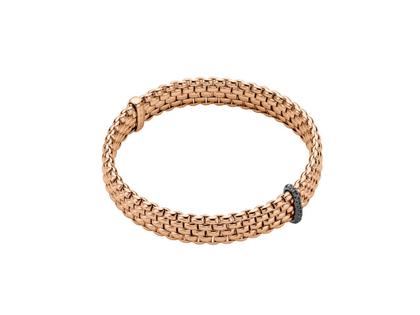 Fope Panorama Flex'It Men Armband   schmal Roségold M mit schwarzen Brillanten 0,080ct flexibel – Armschmuck Armband aus 750 Rotgold, 750 Weißgold und und rhodiniert.