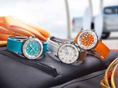 Breitling Superocean Automatic 36 Edelstahl orangenes Zifferblatt Metallband – Damenuhren Uhr ohne Datum aus Edelstahl und Keramik. Das Gehäuse ist rund und silber. Das Edelstahlarmband ist silber. Das Zifferblatt ist ein Index in orange. – Ansicht 4