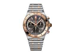 Breitling Chronomat B01 42 Edelstahl graues Zifferblatt Metallband – Herrenuhren Chronograph aus 750 Rotgold und Edelstahl. Das Gehäuse ist rund und silber-roségold. Das Edelstahlarmband ist silber-roségold. Das Zifferblatt ist ein Index in grau.