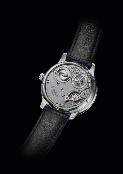 Glashütte Original Senator Chronometer Handaufzug Weißgold 42mm silbernes Zifferblatt blaues Lederband – Herrenuhren Uhr mit Datum aus 750 Weißgold und Leder. Das Gehäuse ist rund und silber. Das Lederarmband Kroko / Alligator ist blau. Das Zifferblatt ist römisch und silber. – Ansicht 6