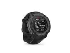 Garmin Instinct 2X Solar Tactical faserverstärktes Polymer schwarz 50 mm Kautschukband schwarz – Damenuhren Uhr Multifunktion aus Kautschuk und Kunststoff. Das Gehäuse ist rund und schwarz. Das Kautschuk / Kunststoff / Silikon Armband ist schwarz. Das Zifferblatt ist digital und schwarz. – Ansicht 5