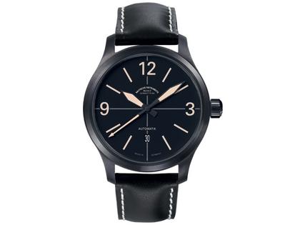 Mühle Glashütte Terranaut II Trail Herrenuhr mit Datum Version Kreuz schwarz – Herrenuhren Uhr mit Datum aus Edelstahl und PVD beschichtet. Das Armband ist ein Lederarmband. Der Zifferblatt ist arabisch.
