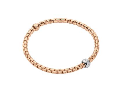 Fope Eka Tiny Flex'It Armband mit Brillanten Roségold Weite M – Armschmuck Armband aus 750 Rotgold, 750 Weißgold und und .