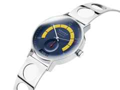 Nomos Glashütte Autobahn neomatik Automatik 41 mm Datum Director's Cut Limited Edition A7 – Herrenuhren Uhr mit Datum aus Edelstahl. Das Gehäuse ist rund und silber. Das Edelstahlarmband ist silber. Das Zifferblatt ist arabisch Index und blau. – Ansicht 4