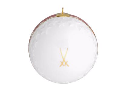 Meissen Baumschmuck Kugel "Meissen Christmas Star" rot mit goldener Öse – Porzellanwaren Porzellandekoration in weiß und aus Porzellan und vergoldet. – Ansicht 2