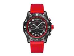 Breitling Endurance Pro 44 Chronograph Quarz Breitlight schwarzes Zifferblatt rotes Kautschukband – Herrenuhren Chronograph aus Sonstiges. Das Gehäuse ist rund und schwarz. Das Kautschuk / Kunststoff / Silikon Armband ist rot. Das Zifferblatt ist arabisch und schwarz.