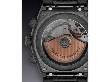Frederique Constant X Bamford Watch Department Highlife Chronograph Automatik Titan 41mm schwarzes Zifferblatt schwarzes Kautschukband limitiert – Herrenuhren Chronograph aus Edelstahl, Kautschuk, PVD beschichtet und Titan. Das Gehäuse ist rund und schwarz. Das Kautschuk / Kunststoff / Silikon Armband ist schwarz. Das Zifferblatt ist ein Index in schwarz. – Ansicht 8