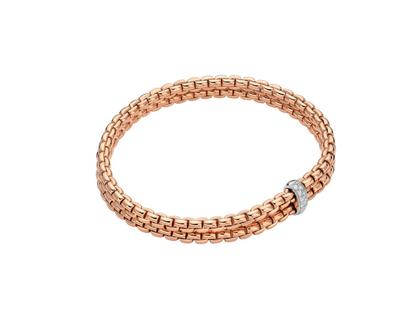 Fope Eka Flex'It   Armband zweireihig  Roségold 1 Weißgold-Ronde mit Brillanten 0,10ct M flexibel – Armschmuck Armband aus 750 Rotgold, 750 Weißgold und und .