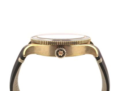Montblanc 1858 Automatic Geosphere Limited Edition "Wüste Gobi" Bronze 42mm Lederband MB128504 Full Set Occasion – Herrenuhren Uhr mit Datum aus Bronze, Keramik und Titan. Das Gehäuse ist rund und bronze. Das Lederarmband ist braun. Das Zifferblatt ist arabisch Index und braun. – Ansicht 3