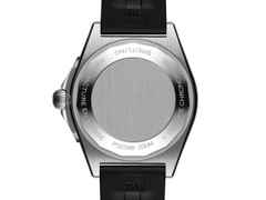 Breitling Chronomat Automatic GMT 40 Edelstahl Platin eisblaues Zifferblatt schwarzes Kautschukband – Herrenuhren Uhr mit Datum aus 950 Platin, Edelstahl und Kautschuk. Das Gehäuse ist rund und silber. Das Kautschuk / Kunststoff / Silikon Armband ist schwarz. Das Zifferblatt ist ein Index in blau. – Ansicht 4