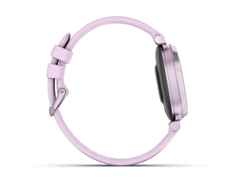 Garmin Lily 2 Smartwatch Aluminium eloxiert 35mm fliederfarbenes Display fliederfarbenes Silikonband – Damenuhren Uhr Multifunktion aus eloxiertes Aluminium, Kunststoff und Polyamid. Das Gehäuse ist rund und lila. Das Kautschuk / Kunststoff / Silikon Armband ist lila. Das Zifferblatt ist digital und lila. – Ansicht 5